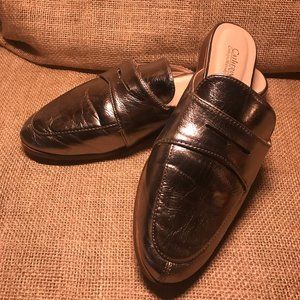 VGUC Catherine Malandrino Silver Tuxedo mules